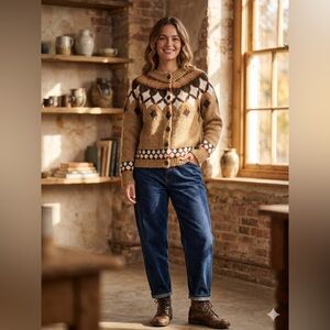 Vigoss Camel Sweater with Cream Label Detail